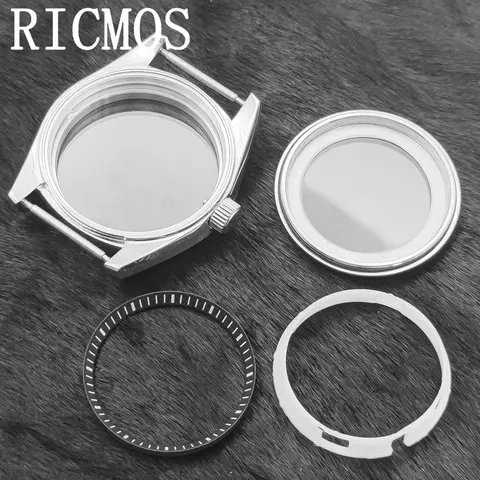 Caixa de relógio prateada de 40mm com vidro de safira para movimentos de relógios NH34 NH35 NH36 ETA 2824 PT5000 ST2130