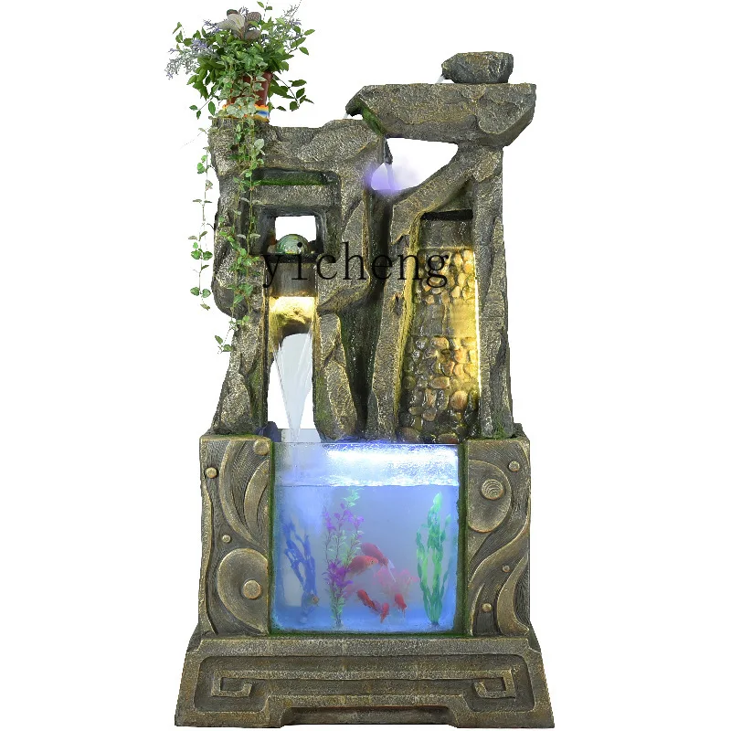 Yy Creative Landscape Bonsai Water Wheel Living Room Interior Large Floor Water Fountain