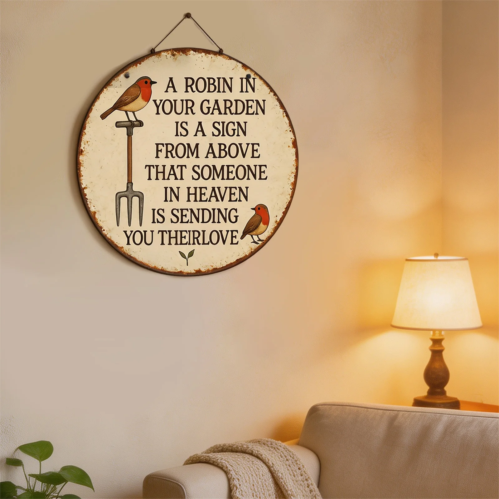 Farm Animal Country Wall Tin Sign 20x20 Cm Vintage Robin Bird Memorial Wall Plaque for Laundry Room Wall Art Decor Gifts