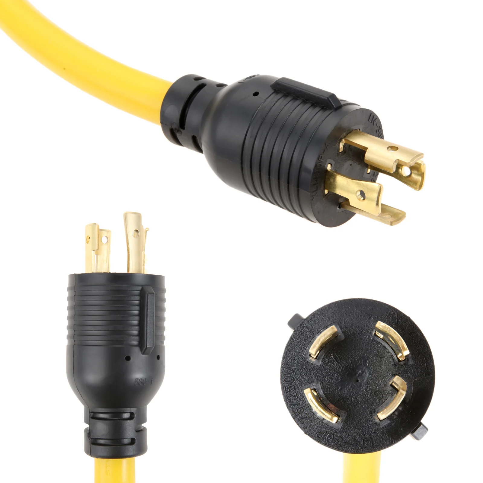 L14-30P Twist-Lock Male to 6-50R Female 4 Prong to 3 Prong Generator to Welder Adapter Power Cord 1.5FT 125/250V Extension Cable