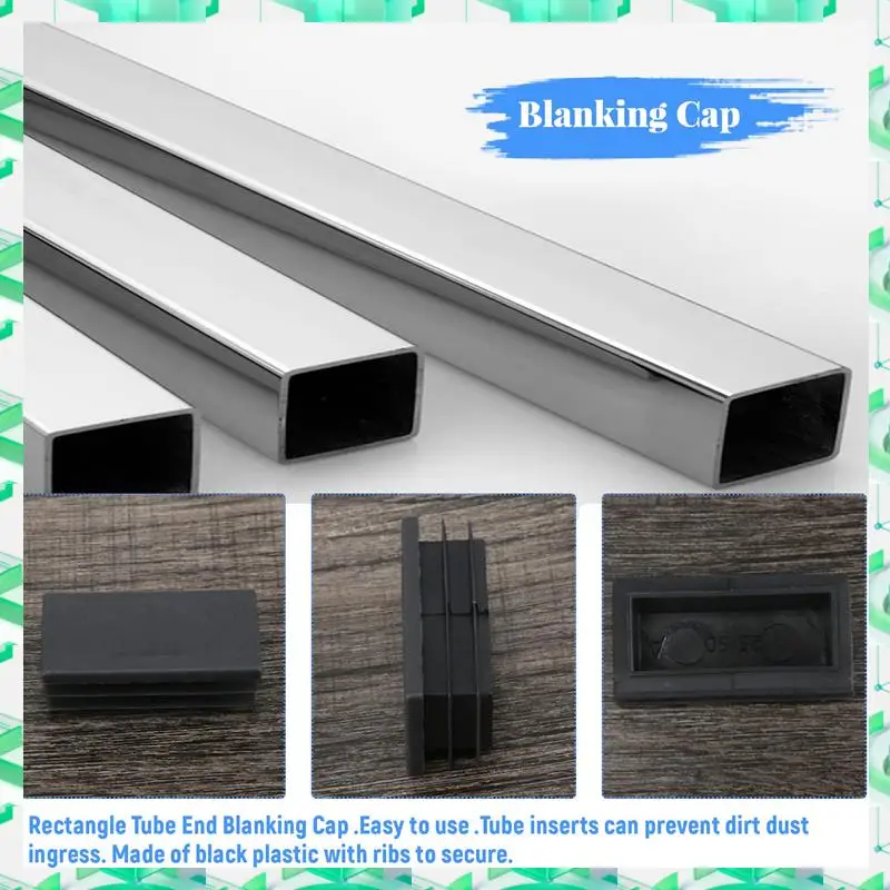 

FIZP Plastic Rectangle Tube Inserts End Blanking Cap 25X50mm 10 Pcs Black