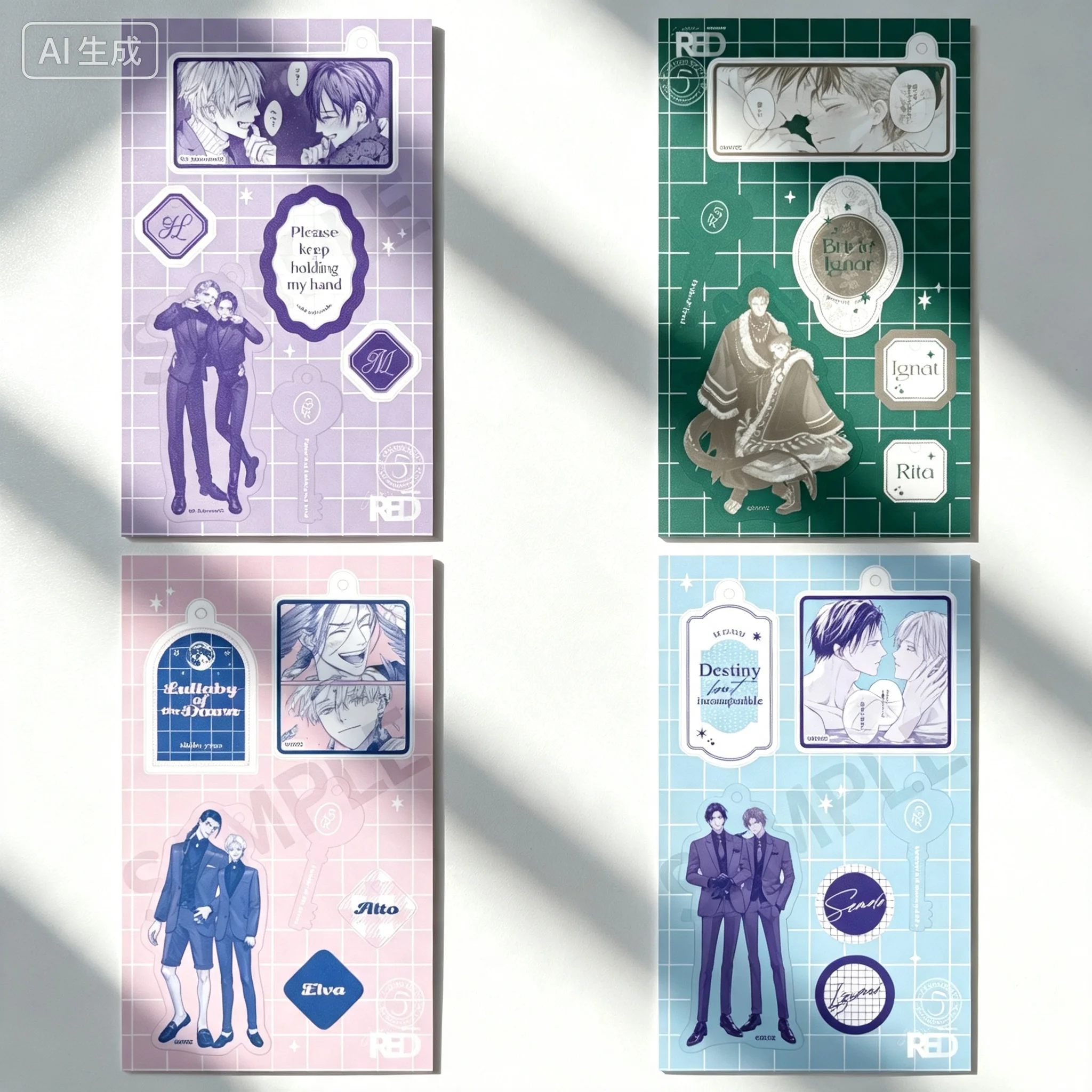 BL Comic Magazine From RED 5th Anniversary  Haruto Masa Ogino Mayo Multiple Acrylic Pendant Keychains Bag Decorations