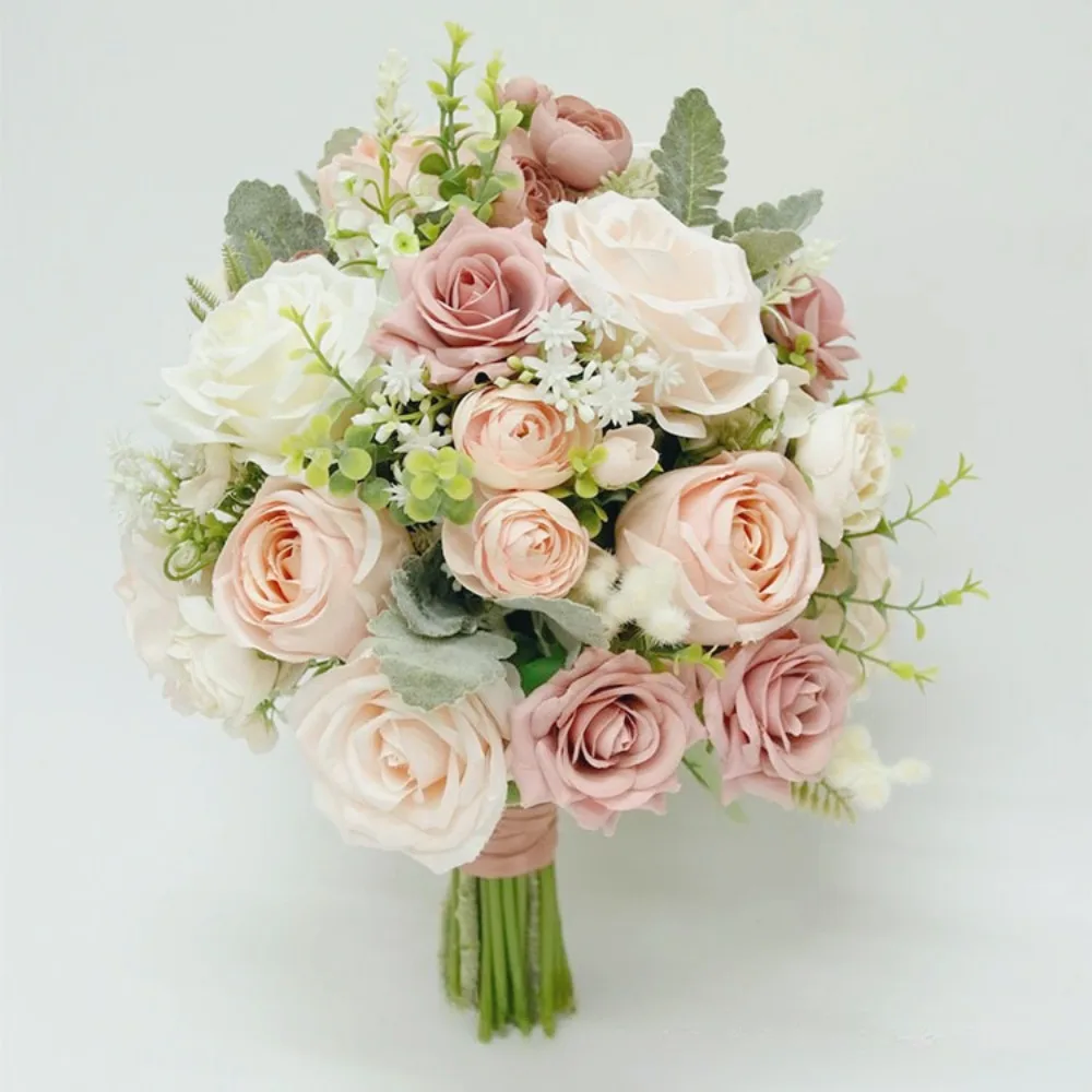 Dusty Rose Vintage Bridal Bouquet for Wedding Artificial Rose Bouquet of Bride Wedding Photography & Decor Wedding Accessories