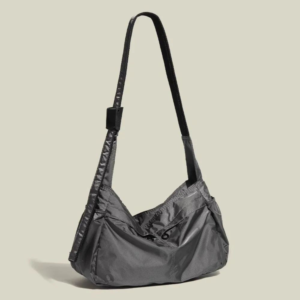 Versatile Portable Crossbody Bag Solid Color Large Capacity Messenger Bag Smooth Oxford Cloth Waterproof Shoulder Bag Unisex