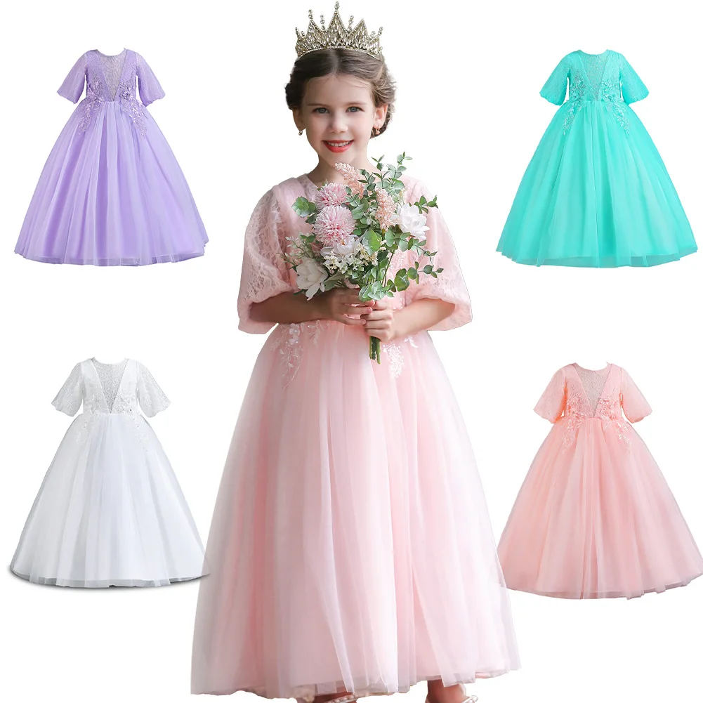 6 8 To 12 14 Year Old Girls Clothes Party Dress Junina Party Lilac Long Baptism For Eid Wedding Princess Women's Elegant Dresses