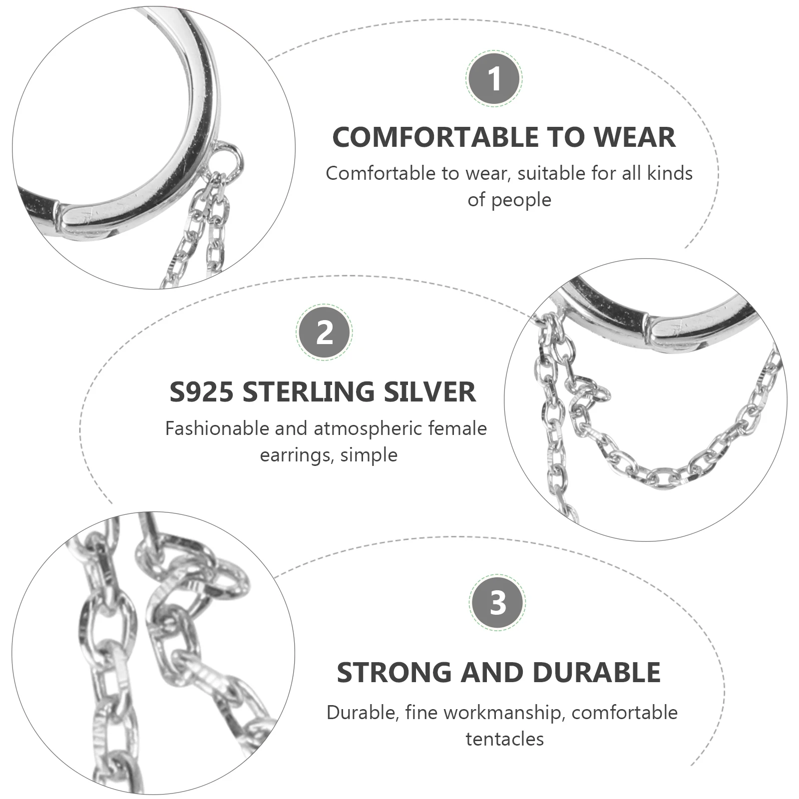 

Steel Silver Earrings Women Jewelry for Teardrop S925 Sterling Chains Drops Fashion Miss