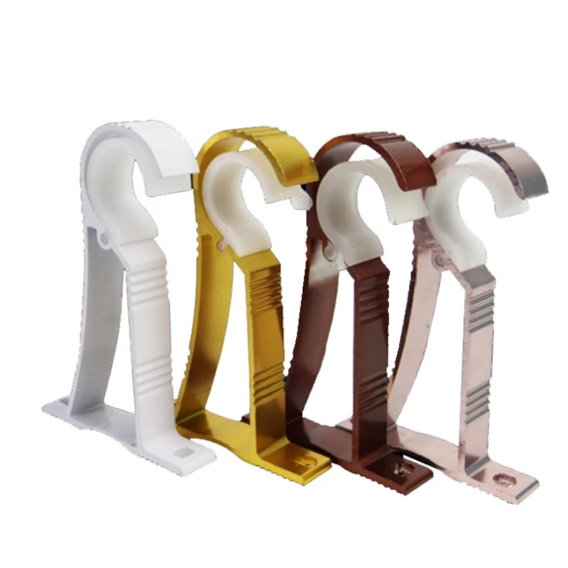 1pcs Curtain Rods Bracket Hanger Hook Rod Support Clamp Crossbar Fixing Clip Wall Hooks Organizer Rails Rack Home Storage
