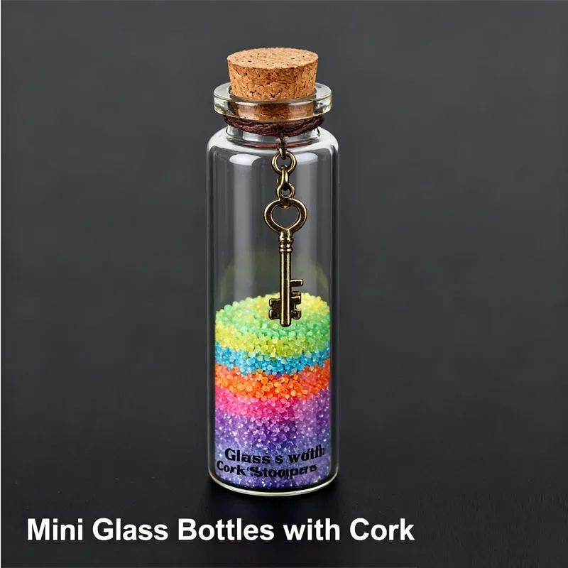 5Pcs 5ml-30ml Mini Cork Glass Bottle DIY Birthday Gift Vials Empty Transparent Message Wishing Bottles For Christmas Party Decor
