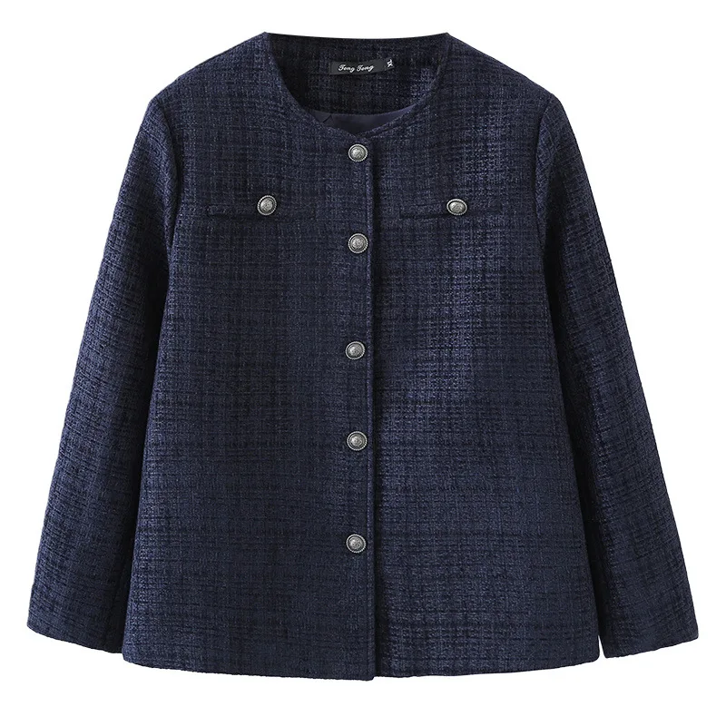 

XXXXL Fashion Plus Size Woman Clothing 2026 Spring Chic Style Coat round-neck Long Sleeved Jacket 802