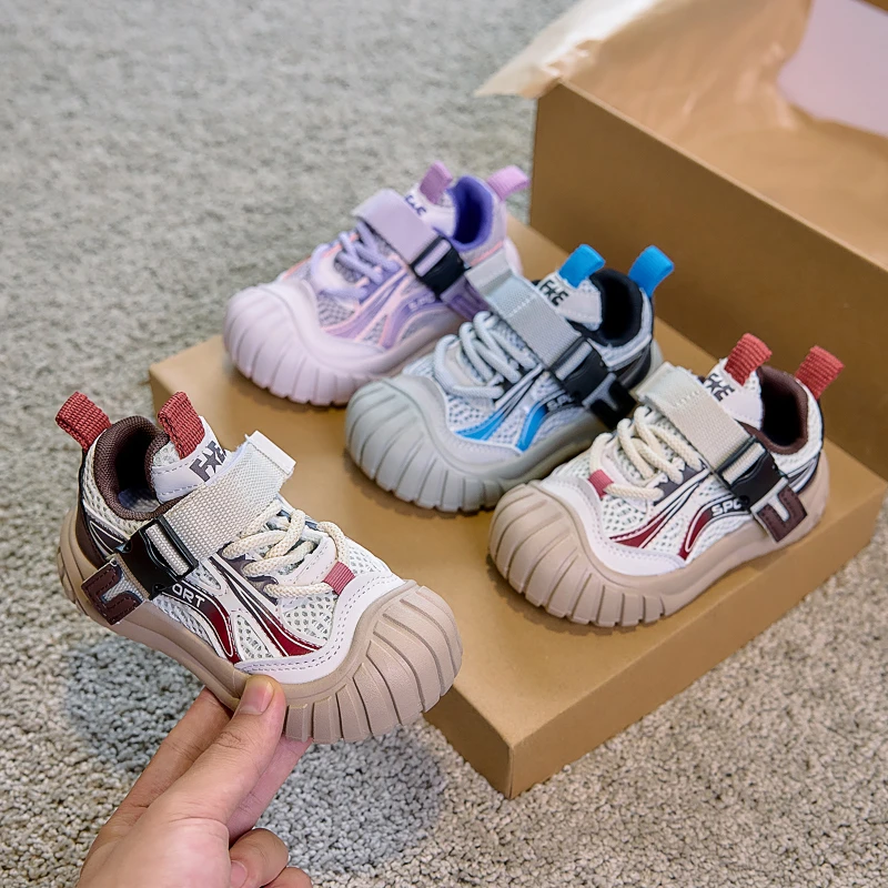 

Boys Girls Tennis Shoes Toes Capped Comfortable Kids Sneakers Mesh Breathable 2025 New Fashion Children Sports Shoes Trendy
