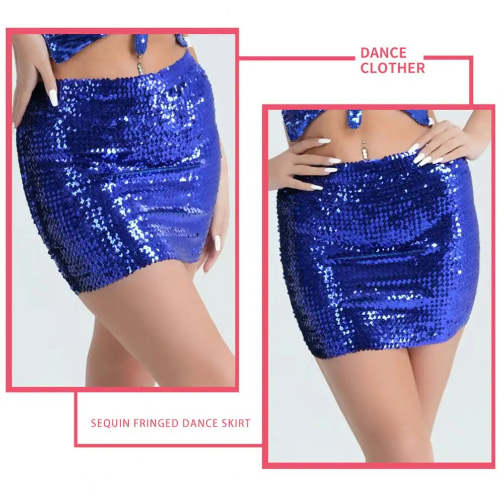 Performance Mini Skirt Sequin High Waist Mini Skirt for Women Slim Fit Reflective Performance Stage Show Nightclub Dance Apparel