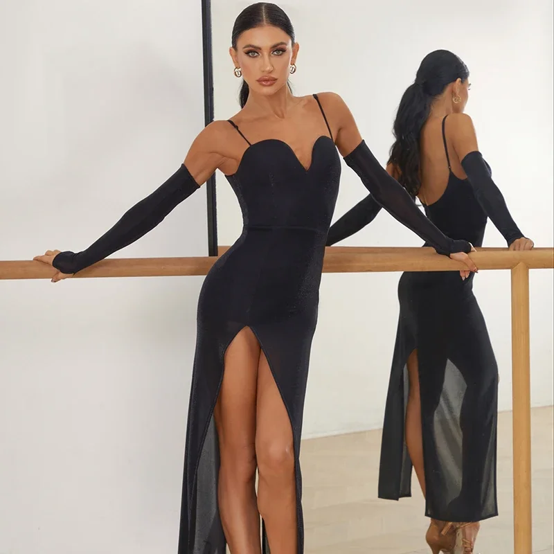 

ZYM [3 Carats] Dress Long Skirt Side Split Latin Dance Suit High Sense Women's Underwear 2447