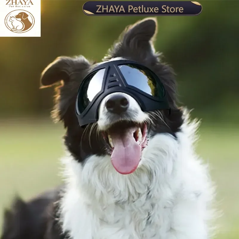 ZHAYA Dog Goggles for Large Breeds Protection Pet Sunglasses Windproof Snowproof Soft Frame Elastic Adjustable Straps Eye
