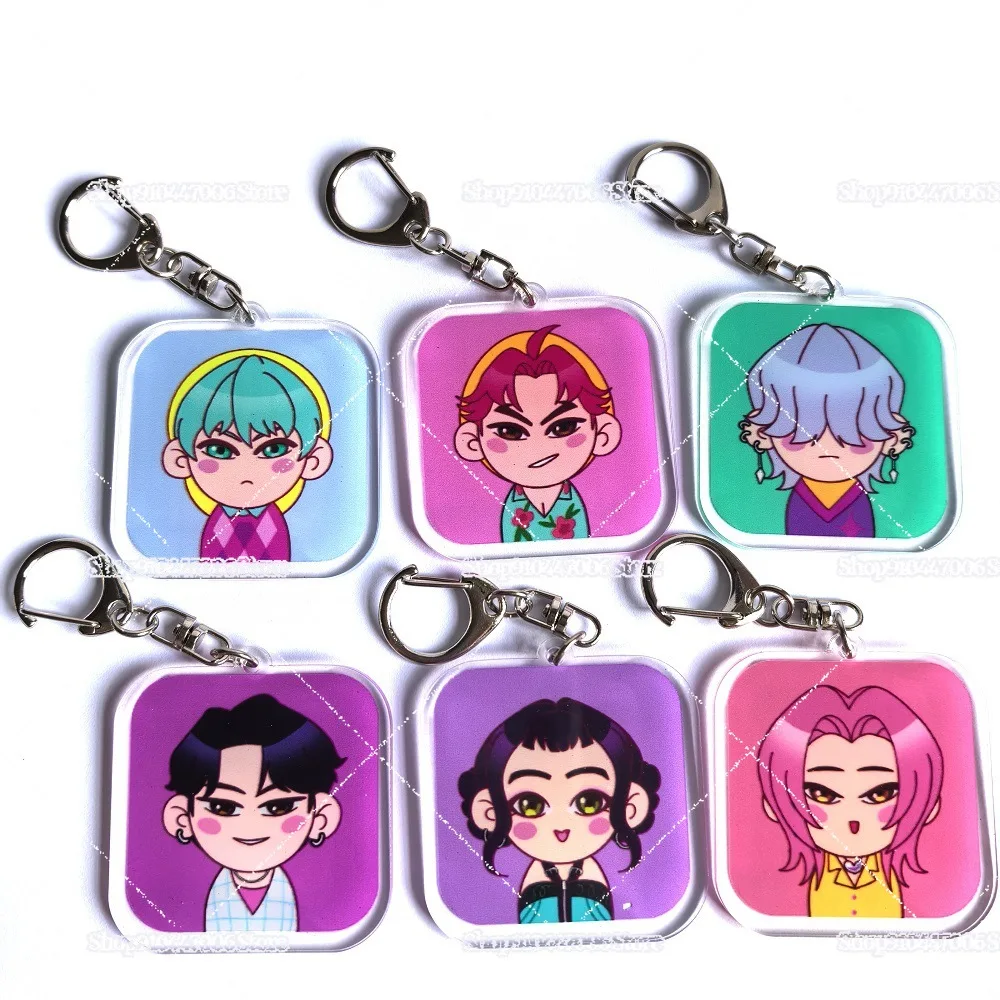

Cartoon Movie Kpop Demon Hunters Keychians Huntrix Saja Boys Keyring Derpy Tiger Rumi Zoey Mira Pendant Anime Charms Accessories