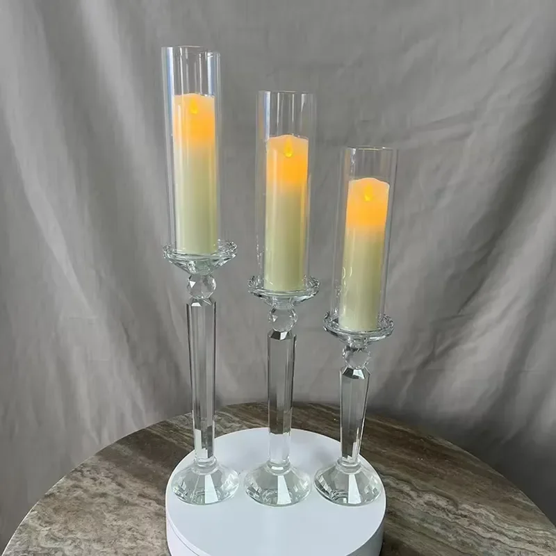 Single arm glass candle holder Wedding table ornament Decorative flower stand candle holder
