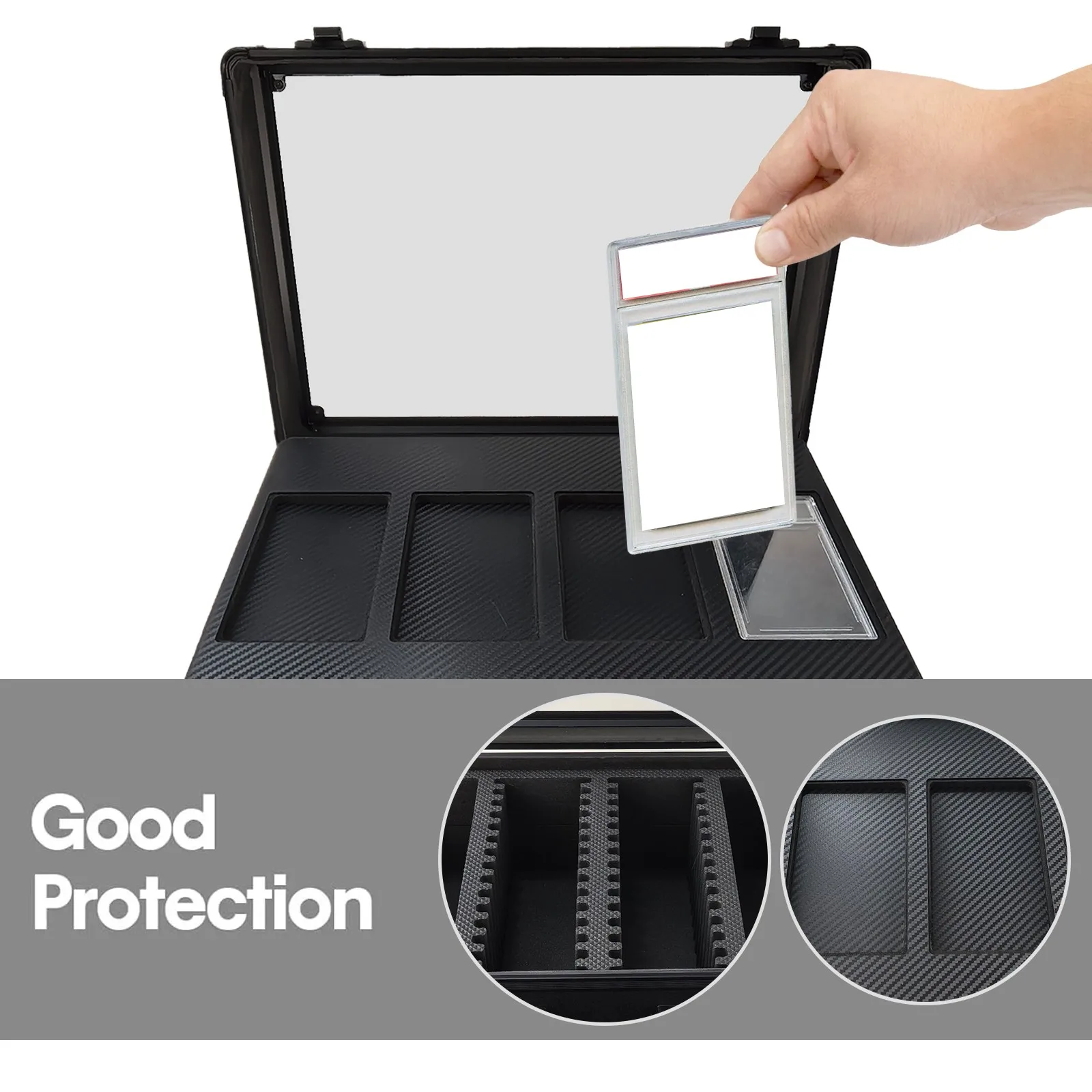 صندوق تخزين البطاقات ذو 4 صفوف مع غطاء شفاف لألواح PSA BGS CGC، يحمل أكثر من 64 بطاقة، حافظة بطاقات تجارية متينة