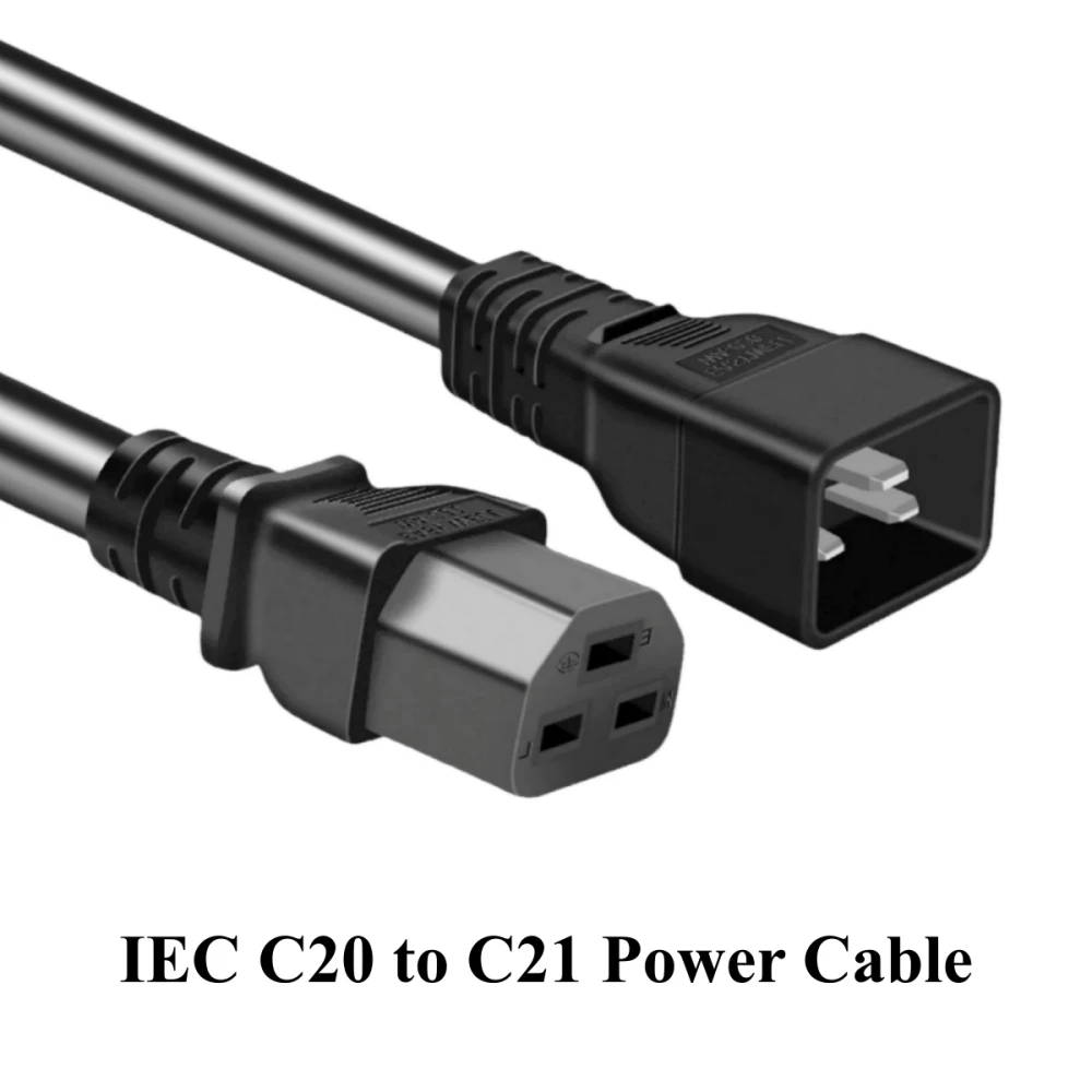 

Heavy Duty C20 to C21 AC Power Cable, SJT 12AWG, 250V 20A, IEC-60320 Computer Server Power Extension Cord for Network, PDU, UPS