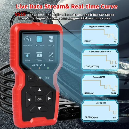 Imagen 2 del producto Herramienta de escaneo de diagnóstico de coche Obdii/Eobd avanzada profesional, probador de batería, lectura de I/M, borrador de código de fallo, para todos los coches con protocolo Obd Ii desde 1996, No requiere batería