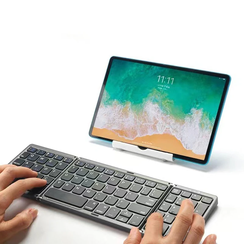 Tragbare Mini Drei Folding Bluetooth Tastatur Drahtlose Faltbare Tastatur Für iOS Android Windows ipad Tablet Mit Numerische Tastatur
