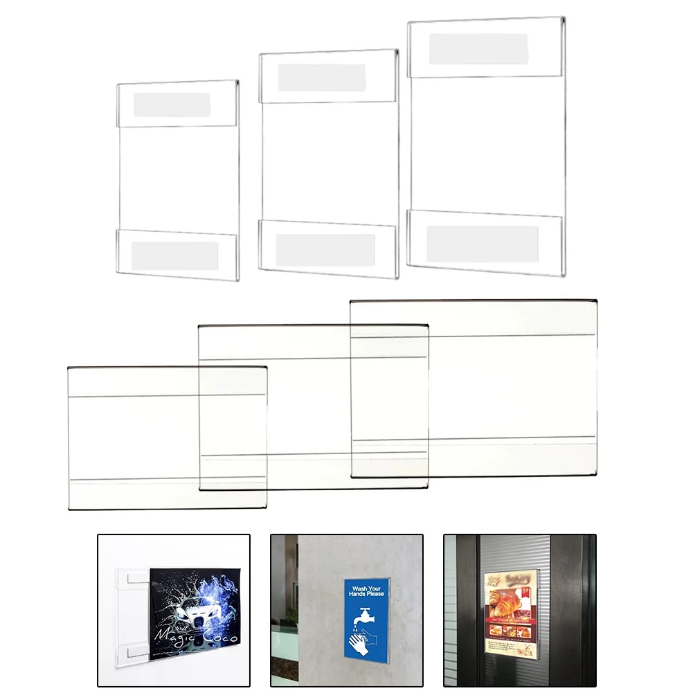 1Pc Acrylic Photo Frame No-punch Wall-Mounted Transparent Price Tag With Table Sign A4/A5/A6 Display Frame For Home Decoration