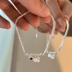 VENTFILLE 925 Sterling Silver Stars Bracelet For Women Girl Pearl Bead Splicing Sweet Design Fashion Jewelry Gift Dropshipping