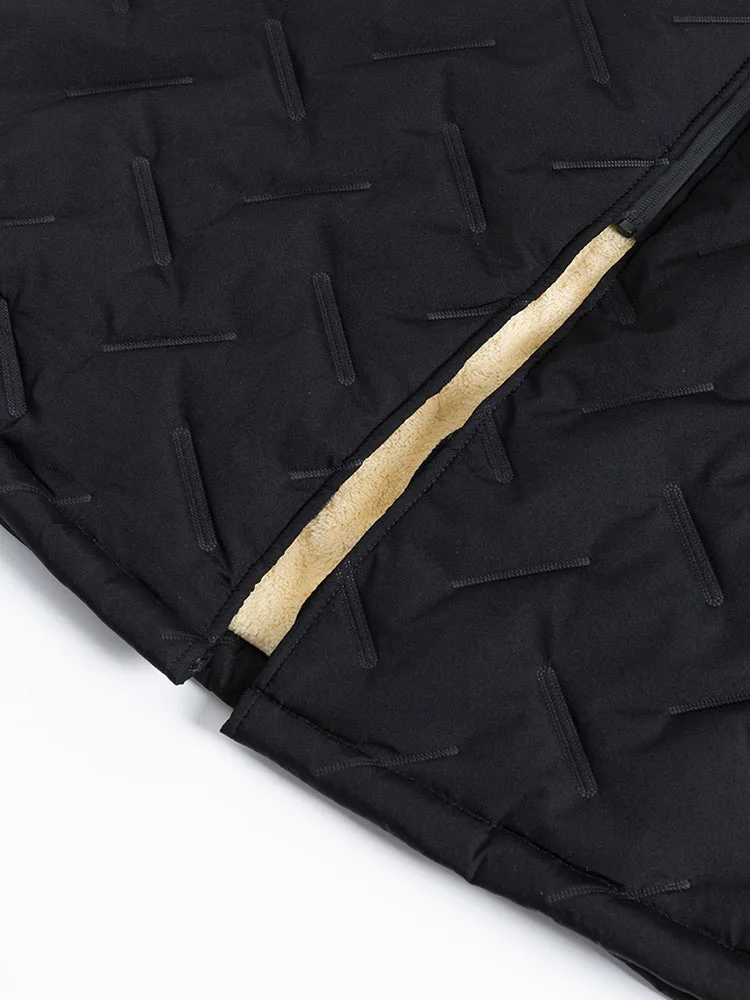 Mittellange, mit Fleece gefütterte Parkas für Herren, lange warme Winterjacke, lässige gesteppte, gepolsterte Jacken, einfarbig, dicke Outdoor-Oberbekleidung – Detail 7