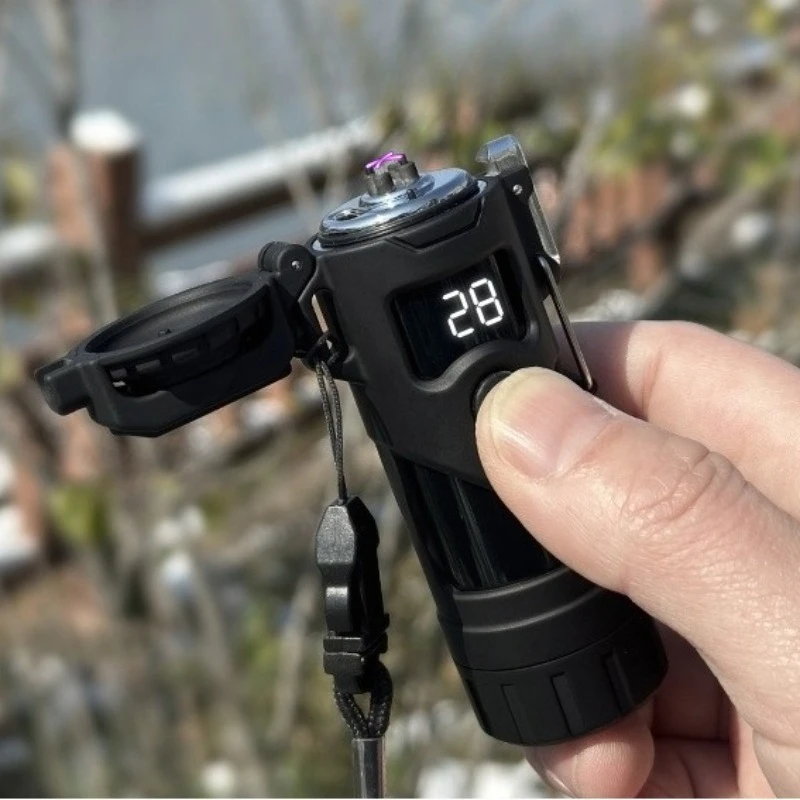 New Windproof Electric Dual Arc USB Lighter Waterproof Portable Electric Lighter with Flashlight Outerdoor Survival Camping Tool