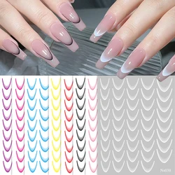 3D Gradient French Line Nail Stickers Design French Romance Fashion Nail Accessories Gradient Line Nail Decal Manicure DIY Decor