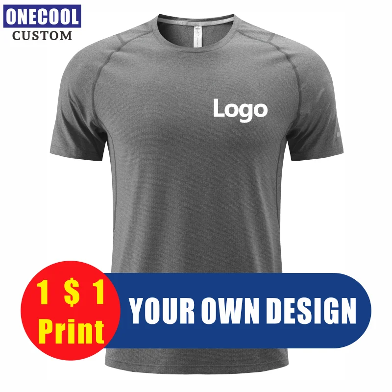 ONECOOL-Camiseta personalizada de secado rápido para hombres y mujeres, ropa con logotipo impreso, bordado, 6 colores, talla europea, diseño