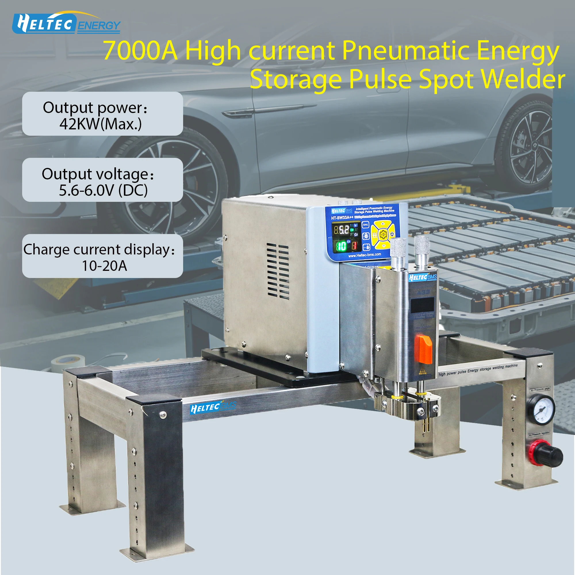42KW 7000A Gantry Pneumatic Lithium Battery Pulse Energy Storage Spot Welder Penematic Press down Spot Welder Energy Storage
