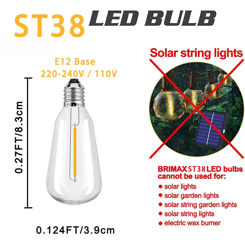 E12 لمبات ل ST38 غلوب في الهواء الطلق LED سلسلة أضواء البلاستيك شاتيربروف مقاوم للماء الباحة أضواء المصابيح