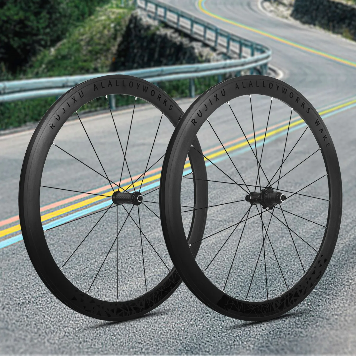 RUJIXU 700C Road Wheelset 6 Pawls Loud Engagement Ratchet Hub 30/40/50mm Deep Rim Aero 2:1 Lacing Pattern V/Caliper Rim Brake