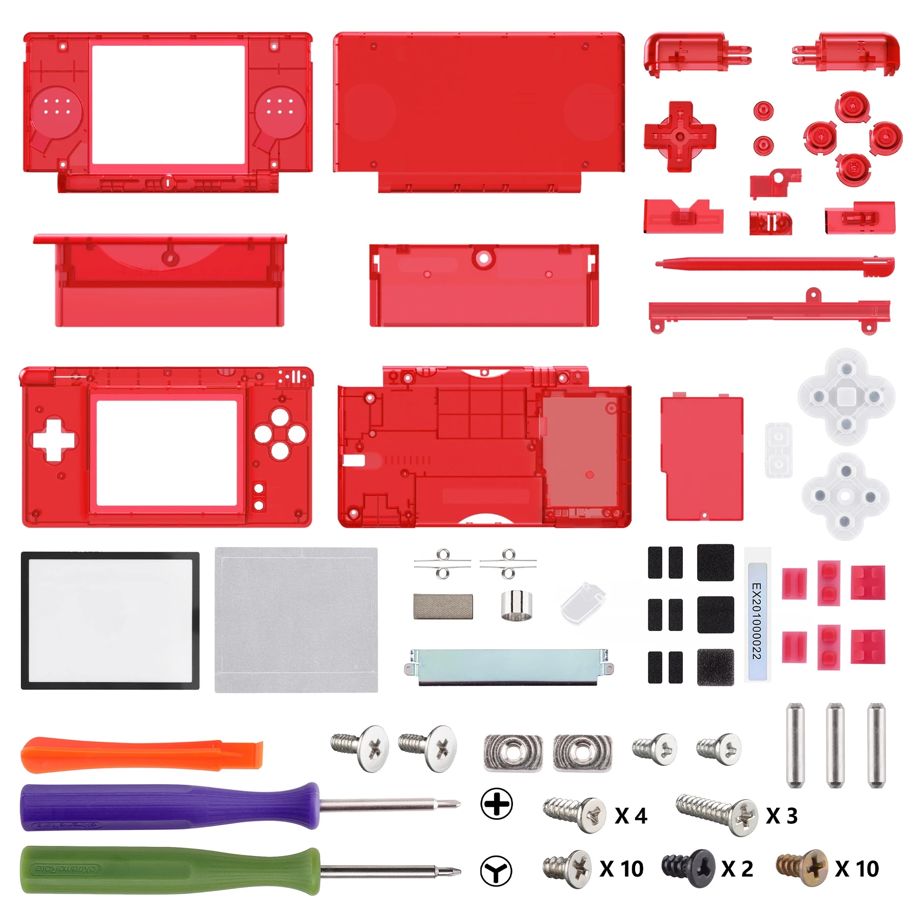 eXtremeRate Ersatz-Vollgehäuseschale für Nintendo DS Lite, individuelle Gehäuseabdeckung, Knopf-Bildschirmlinse für NDSL – Clear Series