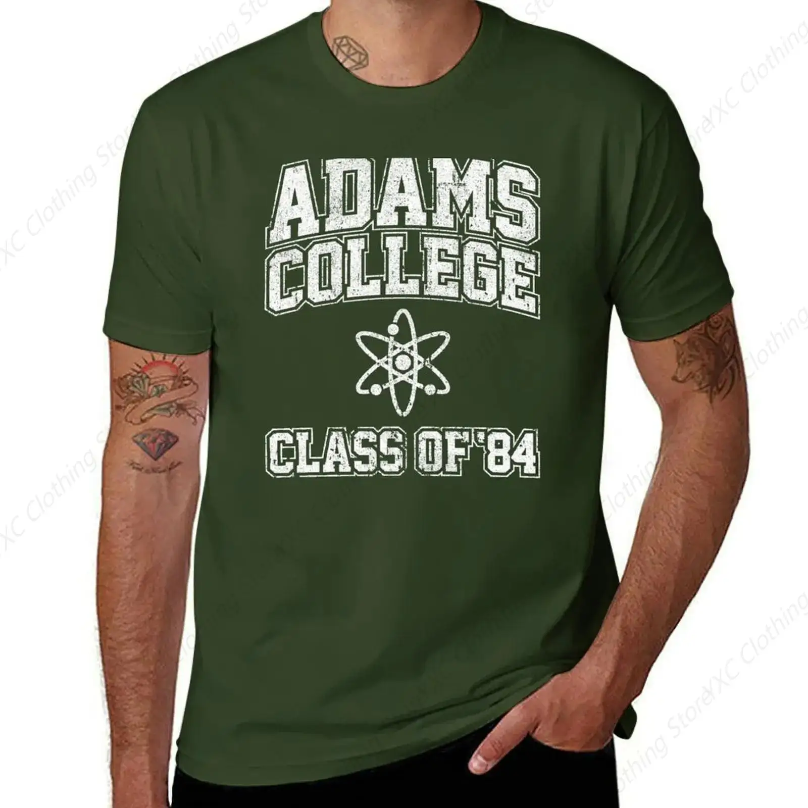 Adams College Class men's T-shirt- Short Sleeve Crew Neck Soft Fitted Tees S - 6XL Fresh Classic Basic Tshirts