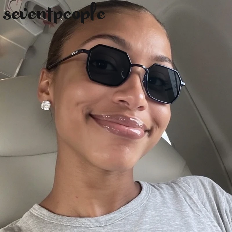 男性と女性のためのクラシックな小さなフレームのパンクポリゴンサングラス,高級ブランド,ヴィンテージ,スチームパンク,スクエア,トレンディ,uv400,2022