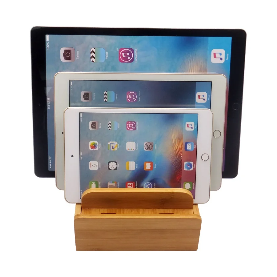 Bambushalter für iPhone, Ständer für Samsung, Handykabel, Ladestation, Docks, Organizer für Smartphones und Tablets, USB-Ladegerät – Detail 7