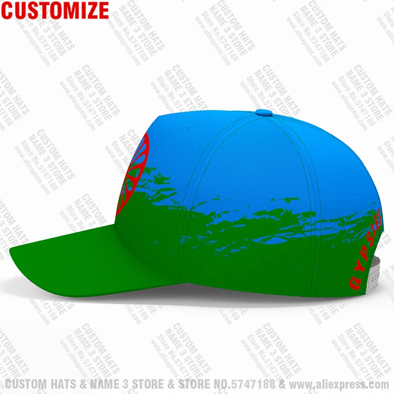 Rom Gypsy Youth Free Custom Made Name Number Logo Text Casual Hat Flag Of The Romani People Print Photo Baseball Cap