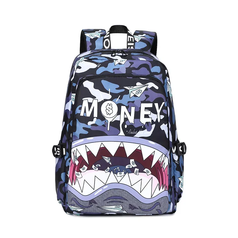 Shark Y2K Backpacks Color Student Lightweight Waterproof Printed Backpack High Capacity Personalized Cartoon Shark Backpacks New
