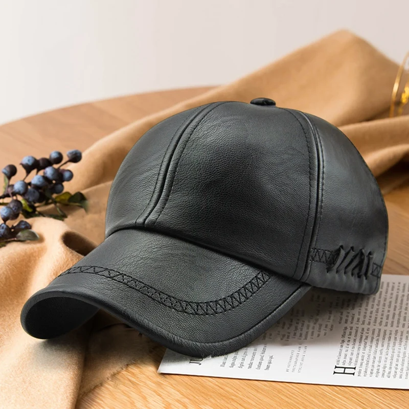 Vintage Leather Baseball Cap Men Fashion Leisure Caps Comfortable Retro Visors Hat Man Autumn Summer Snapback Hats Casual Gorras