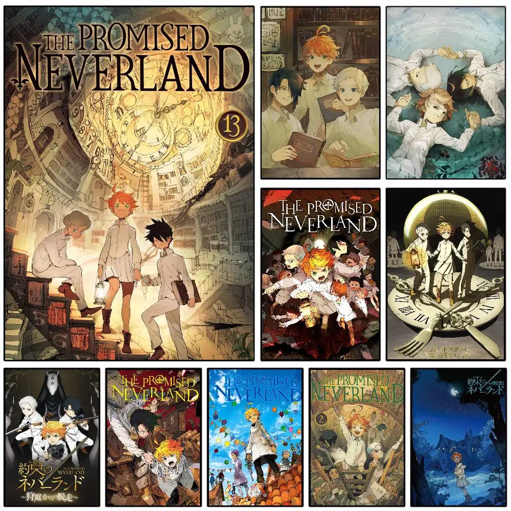 Das P-Promised N-Neverland Anime-Poster, HD-Klebewand, wasserdicht, für Zuhause, Wohnzimmer, Schlafzimmer, Wohnheim, Bar, ästhetische Dekoration