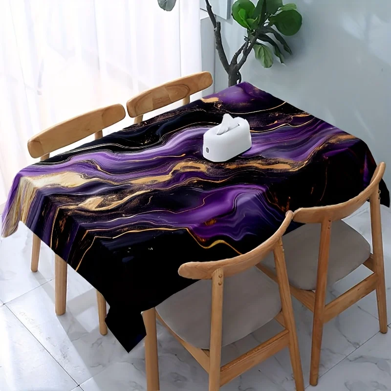 One tablecloth, luxurious purple and gold marble pattern - high-end home decoration, square shapezyc