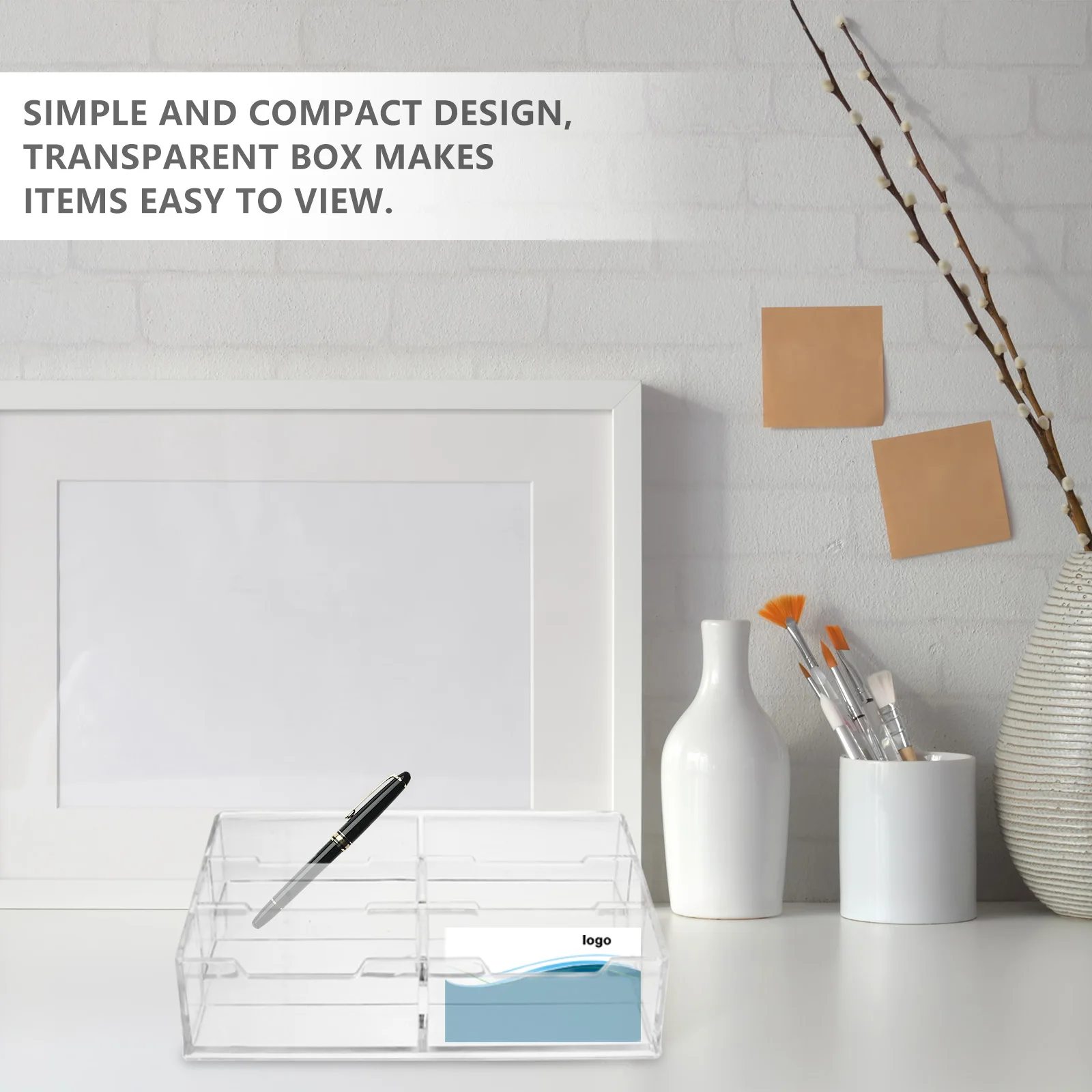 

1 pc Transparent Acrylic Storage Box 6 Grids Household Organizer Container Snacks Tea Bags Pens Name Cards Practical Case