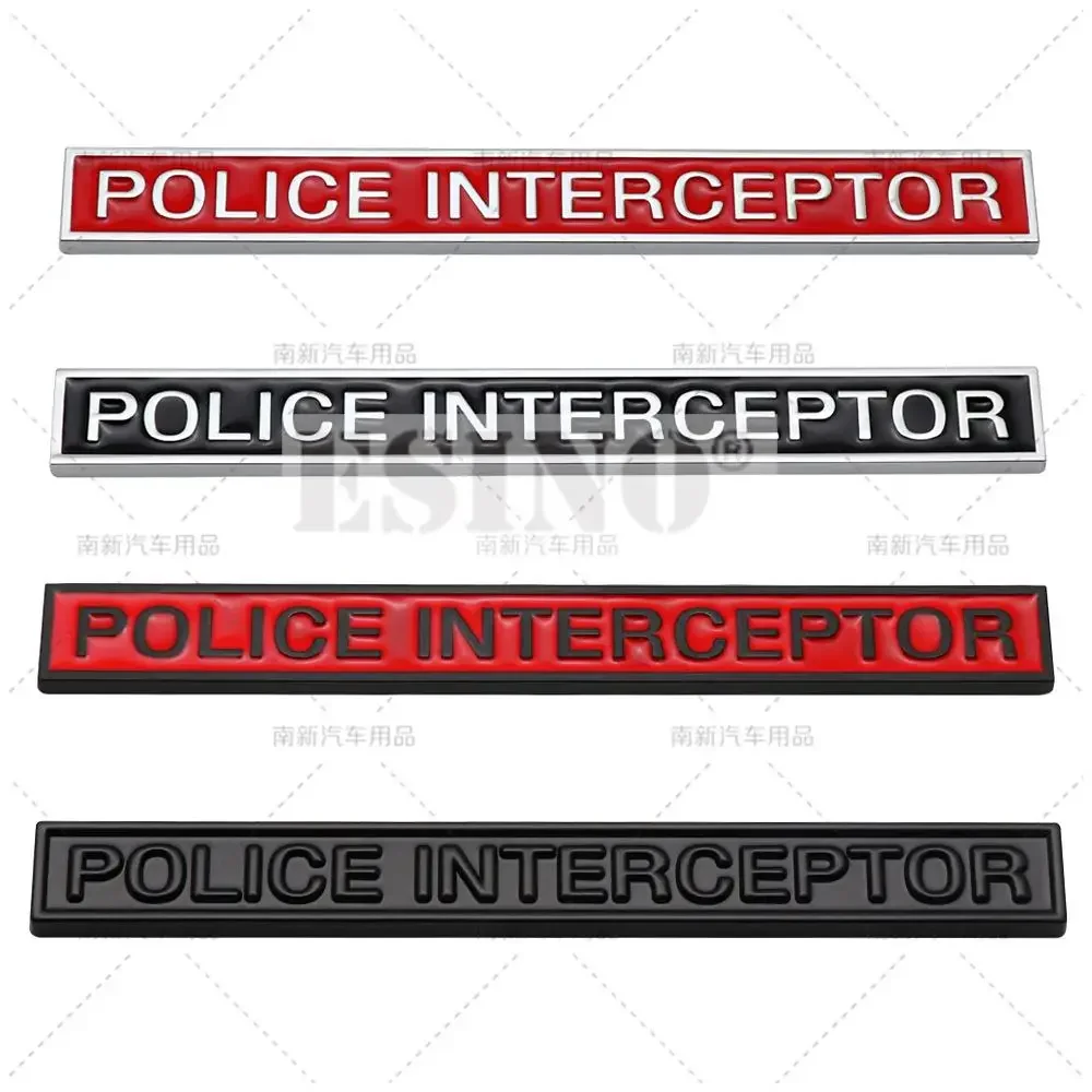 Car Styling 3D Police Interceptor Utility Metal Alloy Adhesive Emblem Rear Trunk Badge Fender Sticker Body Decal for Ford Dodge