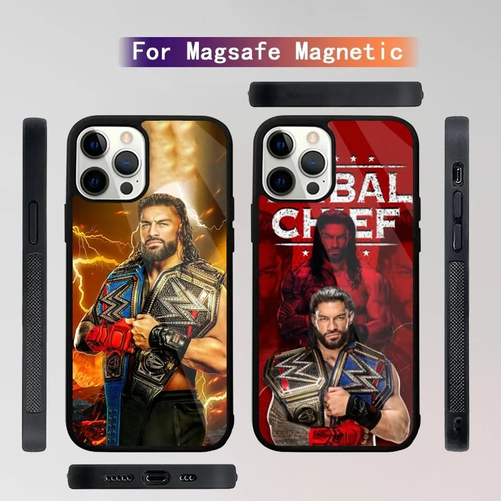 W-Wrestling Star Roman Reigns  Phone Case For iPhone 15,14,13,12,11,Plus,Pro,Max Mini Magsafe Magnetic Wireless Charging