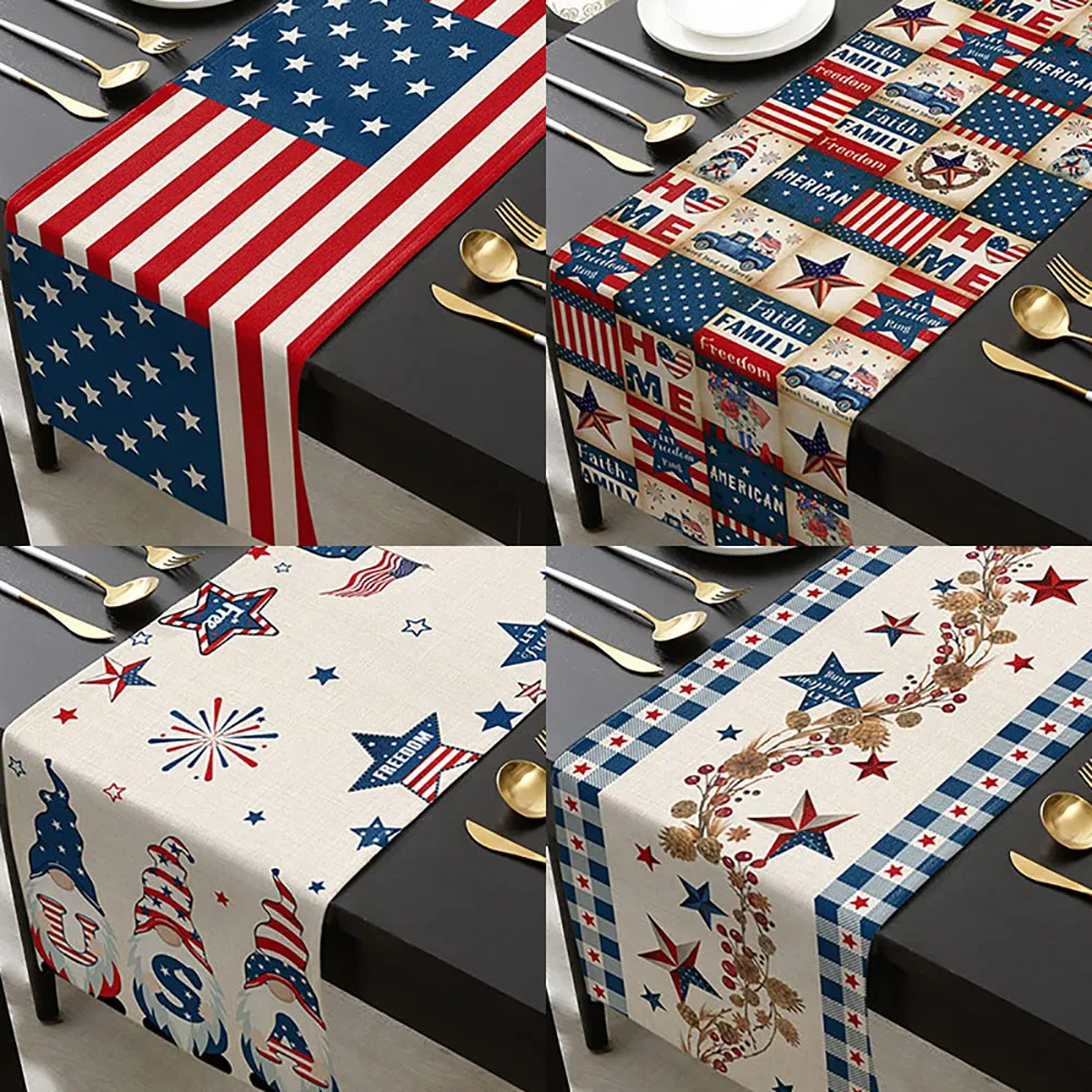 

1/2/5Pcs American Flag Gnome Linen 4th Of July Table Runner Cloth Dining Patriotic Independence Table Decorations for Home Party