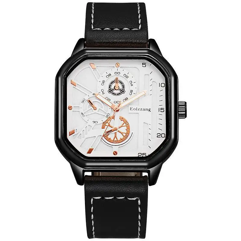 YIKAZE Square Women Watches Leather Strap Black Quartz Watch Retro Sport Watch Fashion Waterproof Quartz Wristwatch for Woman