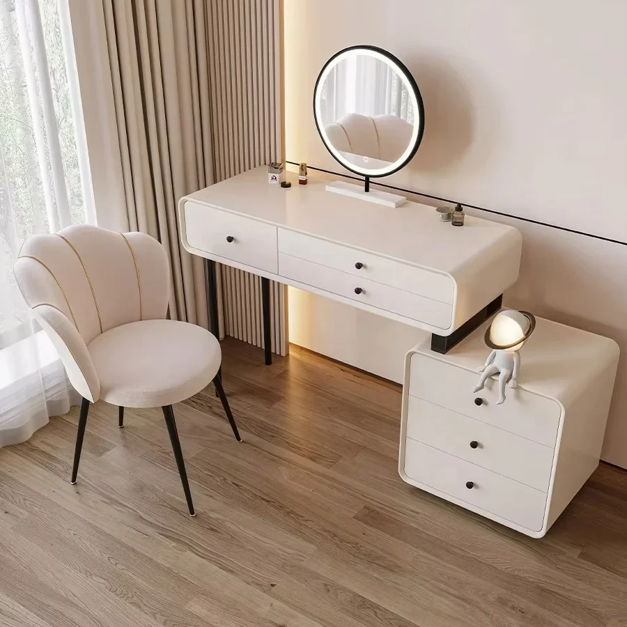 Penteadeira moderna com luzes ao redor do espelho ajustável LED smart vanity