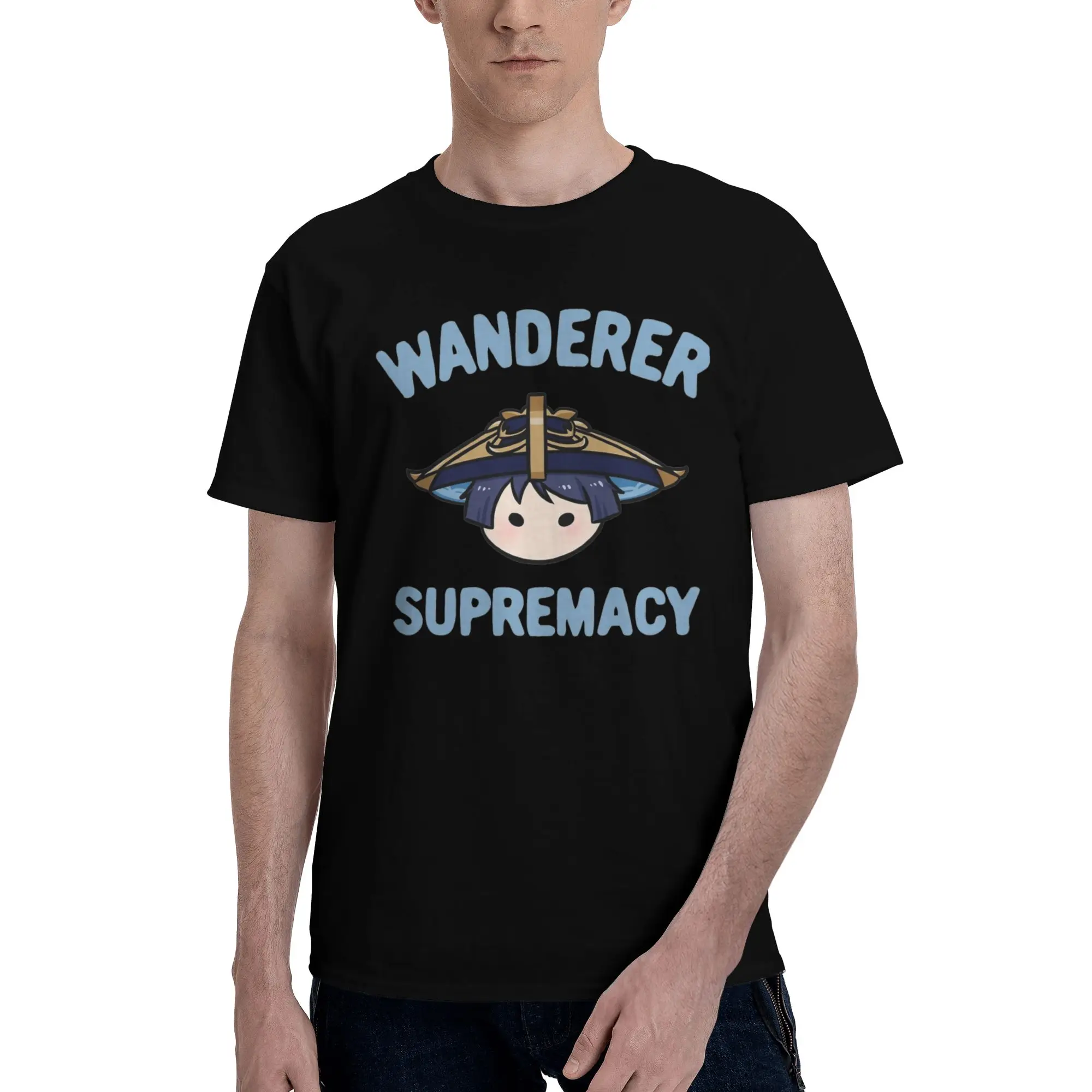 Genshin Impact Wanderer Scaramouche Supremacy T Shirt Men Cotton Novelty T-Shirts Crew Neck  Tee Shirt Short Sleeve Clothing