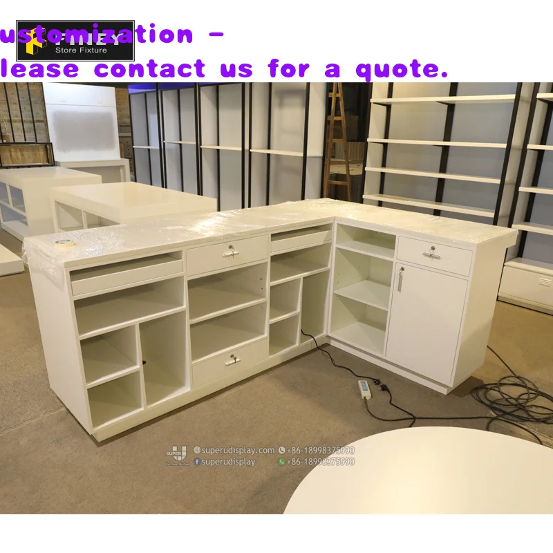 custom.White Color Garment Shop Cash Counter Design Clothing Store Furniture