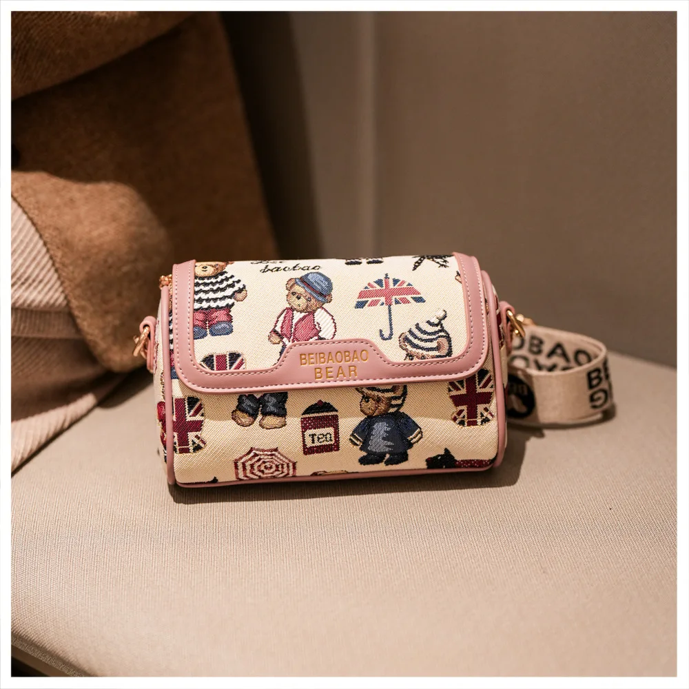 Beibaobao 2025 New Casual Trendy Design Bag Versatile Bear Style Mobile Bag Diagonal Cross Shoulder Women\'s Bag Handbag